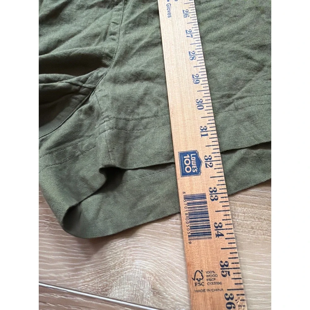 Banana Republic Olive Linen Utility Romper PetiteM Military Safari Capsule Chic⁠